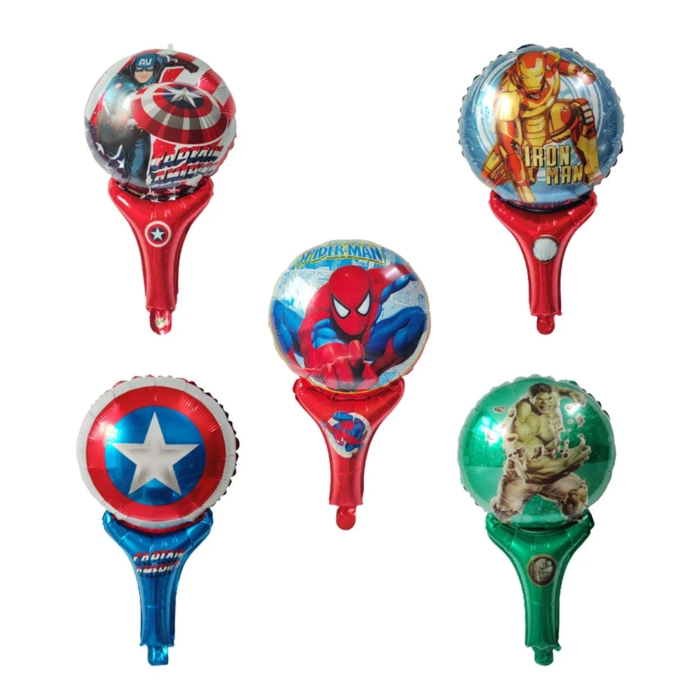 50pcs 29*50cm Hand Stick Hero Foil Balloon Mickey Minnie Spiderman Air Globals Balls Baby Kids Toys Birthday Party Decoration