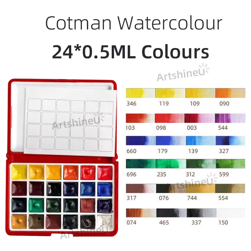 Imagem -06 - Portátil Winsor Newton Cotton Aquarela Grupo Professional Aquarela Grupo 12 24 Cores para Artistas Iniciantes Estudantes Arte Material Escolar