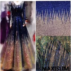 Multicolor Gradient Glitter Scale Sequin Fabric Evening Dress wedding Sequin Cloth Mesh Decoration Important Occasion Wide:125CM