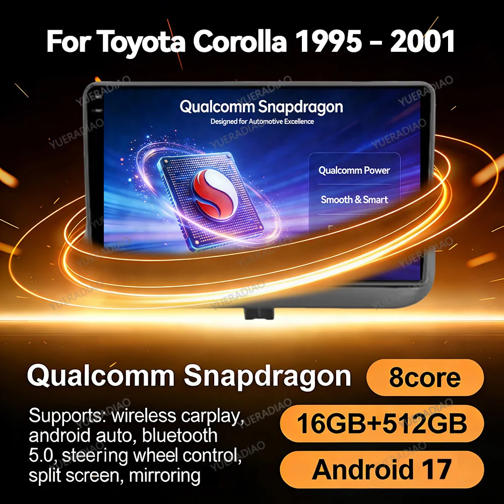 Android 17 Car Radio For Toyota Corolla 8 E110 1995 - 2001 Multimedia Video Player Qualcomm GPS NAVI 2DIN BT QLED 4G WIFI LTE 5G