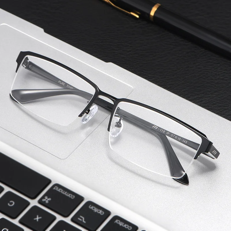 New Ultra Light Pure Titanium   Frame Glasses for Men's Fashion Large/Medium/Small Face Design Myopia Glasses Frame 119