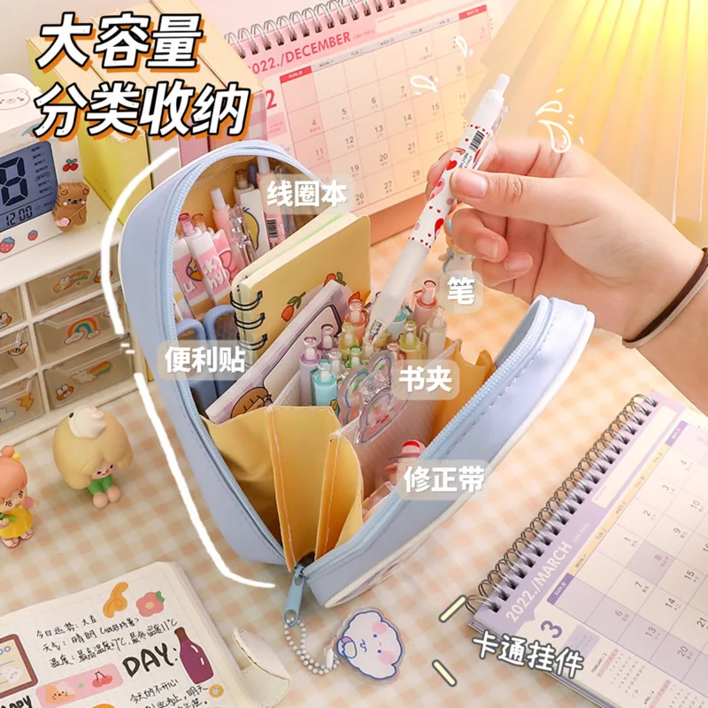 1 Stück transparentes Federmäppchen mit großem Fassungsvermögen, niedliches japanisches, hochwertiges, kreatives, einfaches Federmäppchen, Schreibwarentasche