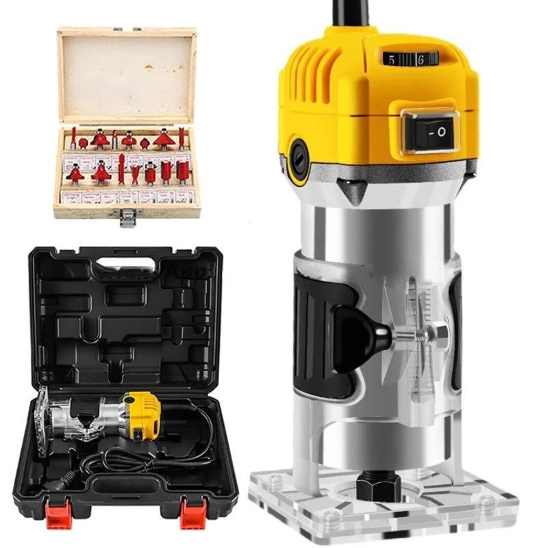 

1300W Electric Wood Edge Trimmer Machine Aluminum Alloy Speed Adjustable Woodworking Hand Trimmer with 6.35mm