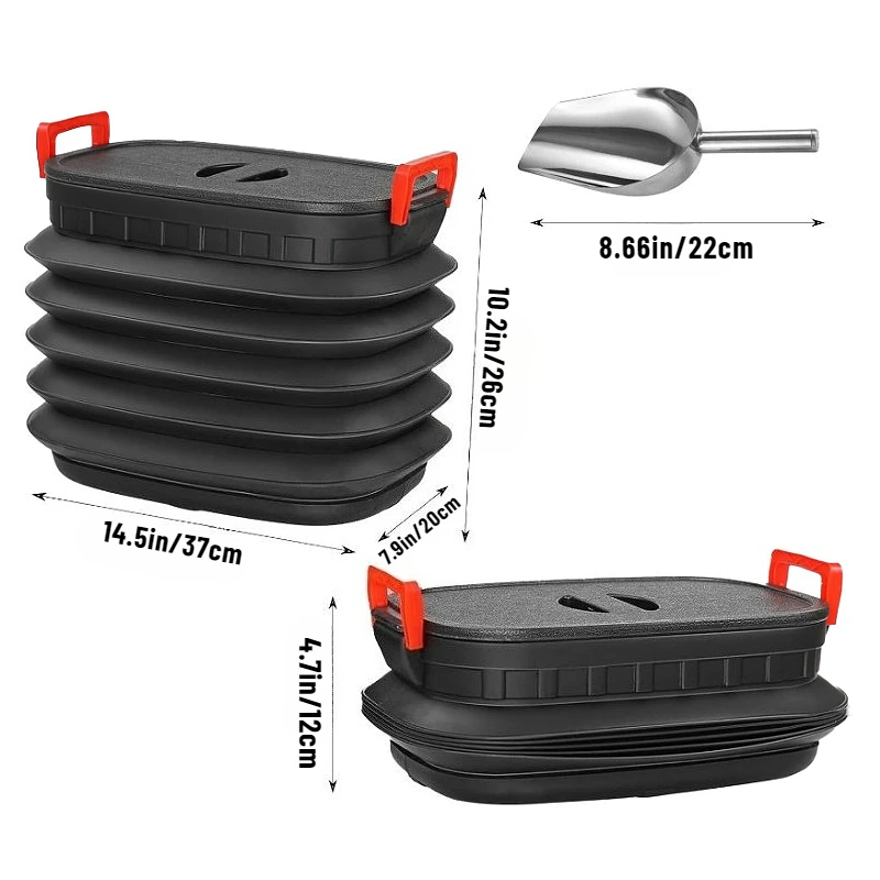 1PCS Wood Pellet Storage Containers with Spoon for Charcoal Wood Chips Birdseed Pet Food Water Grill Pellet Bin Pellet Bucket
