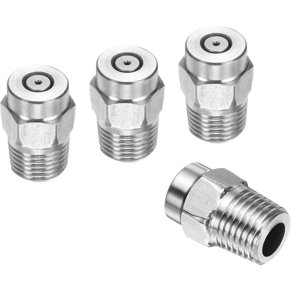 

HARFINGTON 4 шт., наконечник для очистки поверхности, 0 градусов, 1/4 дюйма, NPT, наружная резьба 1,07, отверстие, 4000 фунтов на квадратный дюйм, мойка высокого давления с резьбой из нержавеющей стали Spra