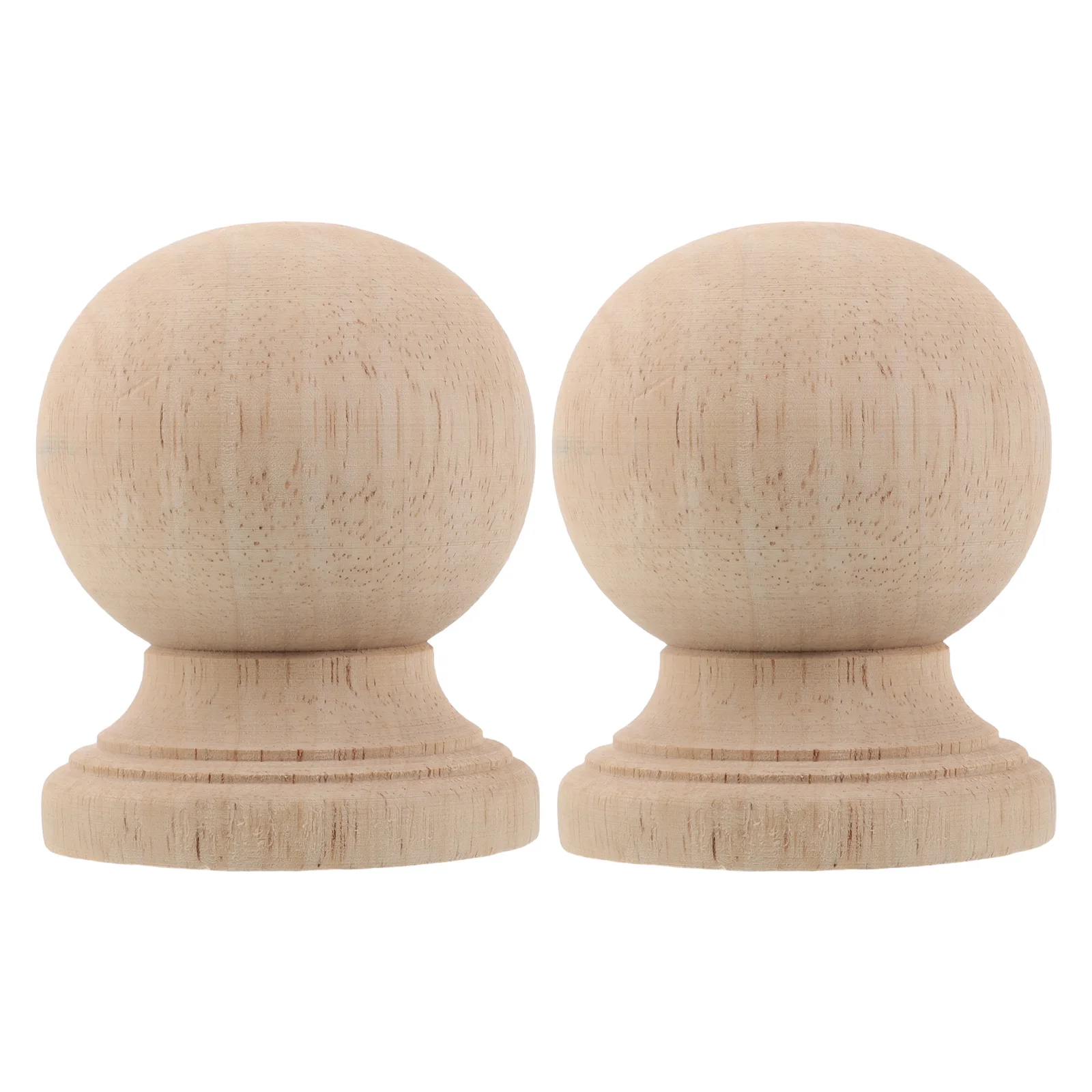 

2Pcs Solid Wood Finials Unfinished Hardwood Stair Post Caps Fence Post Toppers Decorative Indoor Outdoor Wood Finial Dowels