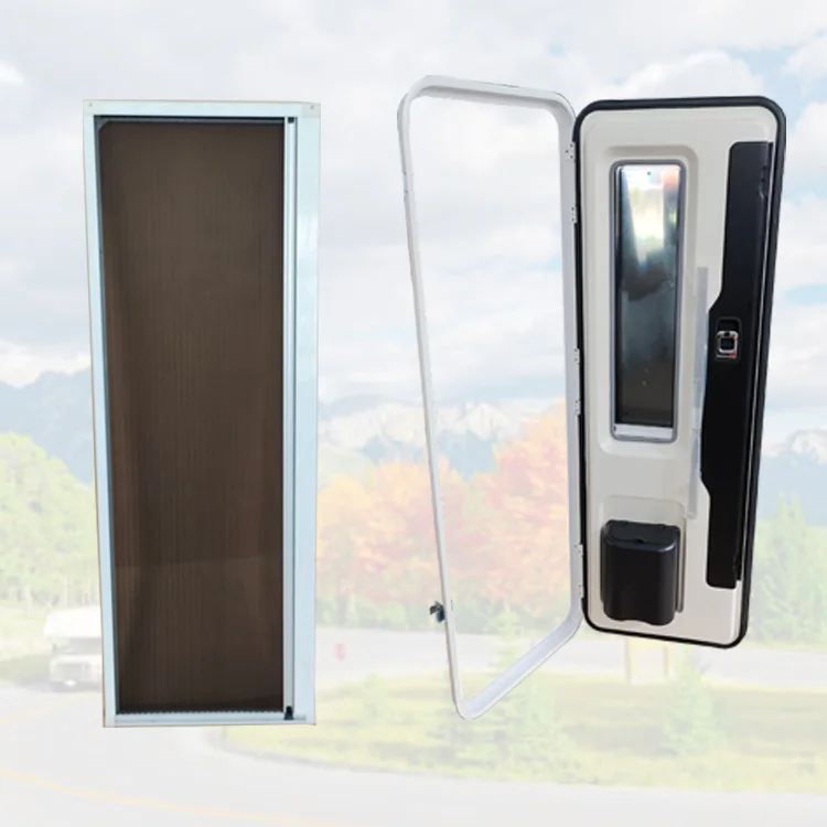 European Style Camper Van Door with Double Layer Glass 610*1900 Motorhome Parts RV Body Trim in Rubber for Caravans Motorhomes