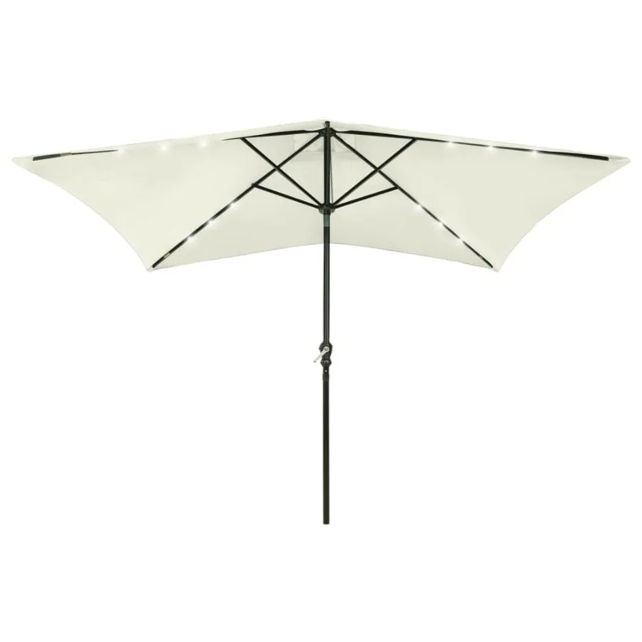 

Garden Parasol with LEDs and Steel Pole Sand 6.6'x9.8'