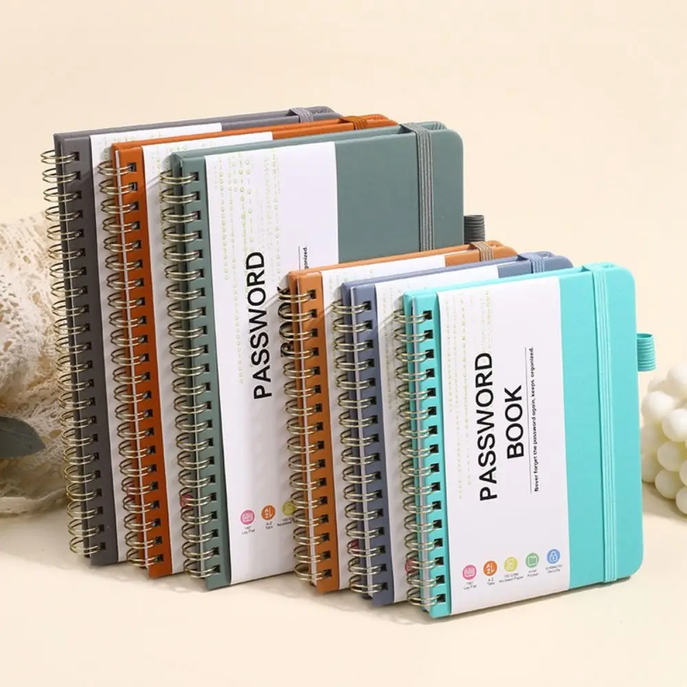 With Alphabetical Tabs Pocket Password Keeper Book A6/B6 Size Coil Book Password Keeper Notebook with Penholder Strap