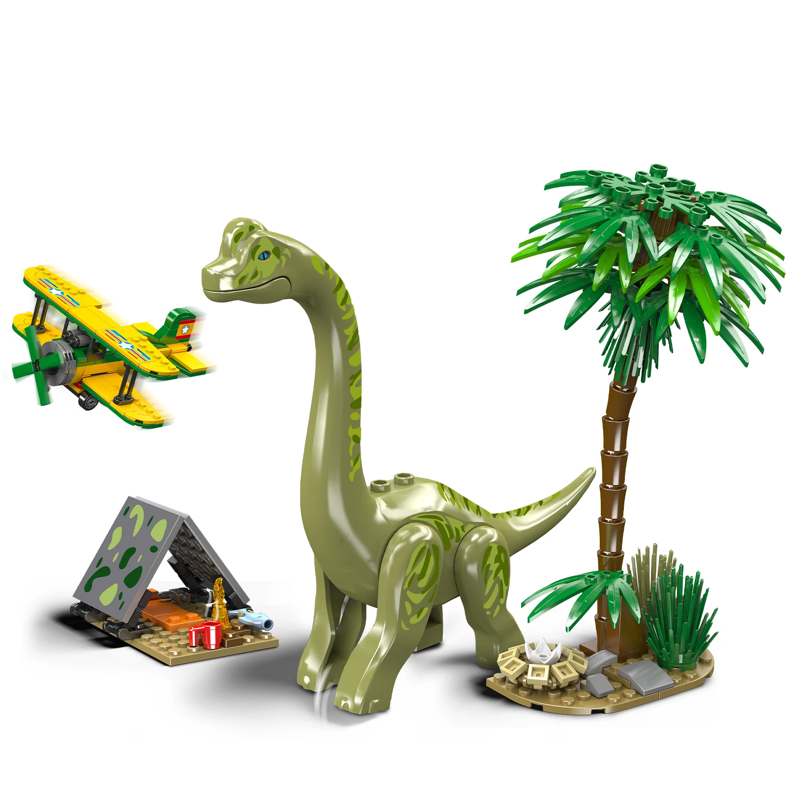 モールドキング 29001 373ピース 恐竜の卵モデルキット、ロングネック恐竜キャンプビルディングブロック、子供向け創造的教育STEM玩具