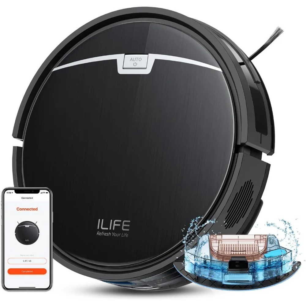 

Robot Vacuum and Mop, 3000Pa Strong Suction Robot Vacuum Cleaner, Gyro Navigation, App Control, No Tangle, Compatible with2.4GHz