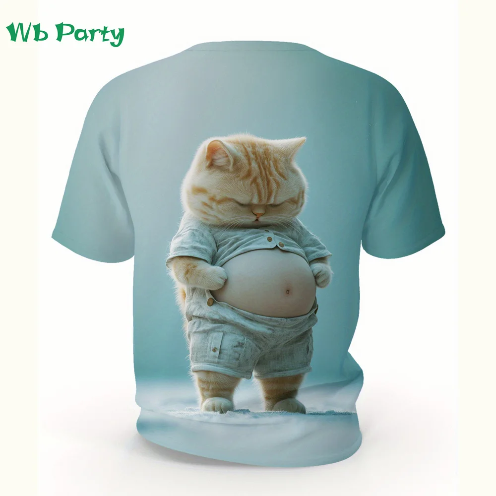 Cat T shirt Men Fashion Men\'s Clothing 3D Print Cat Graphic T shirts Casual Loose Mens Clothing O-Neck Harajuku Mens T shirt Top