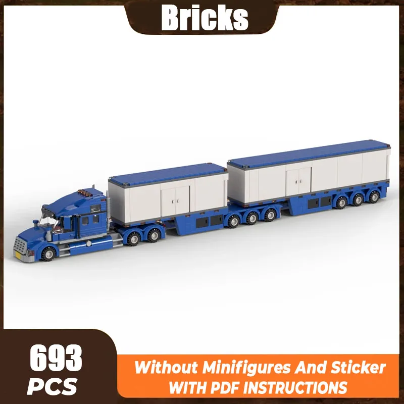 Moc Building Bricks City Car Model Toys B-Double Transporter  Technology Modular Blocks Gifts Christmas Toys DIY Sets Assembly