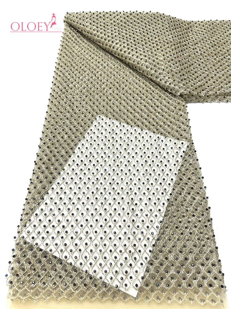 

OLOEY 2026 Модная африканская кружевная ткань с тяжелыми камнями, высококачественная, для женщин, нигерийское французское тюлевое кружево для свадебных и праздничных платьев