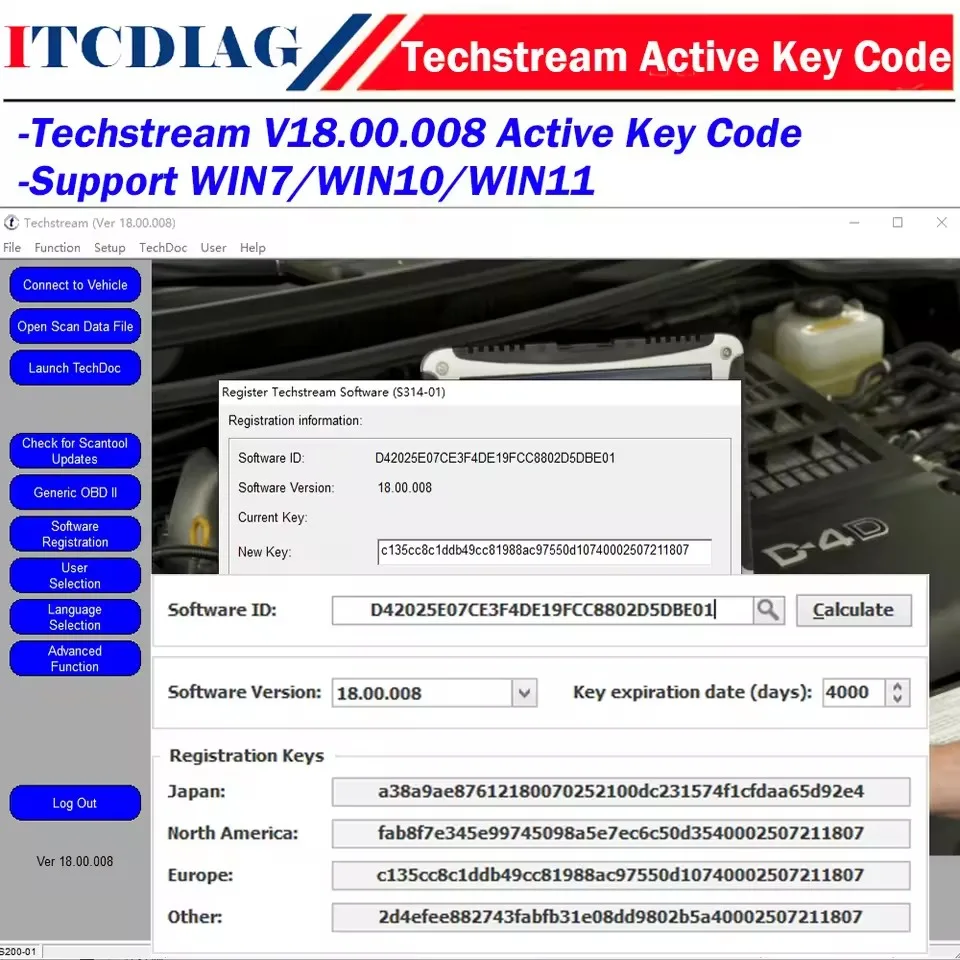

Newest Version FOR TOYOTA TIS Techstream 18.00.008 software Link and Active Code Work with MINIVCI MINI VCI