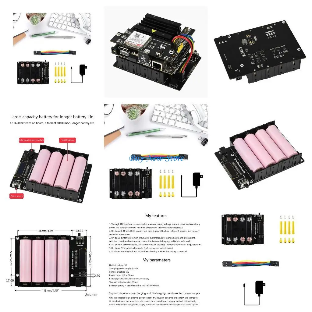 

20CE UPS V5 Power Supply Expansion Board 18650Battery Holder for Jetson