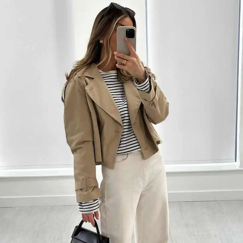 

British Style Short Jacket For Women 2025 Spring And Autumn New Style Suit Collar Casual Loose Temperament Top