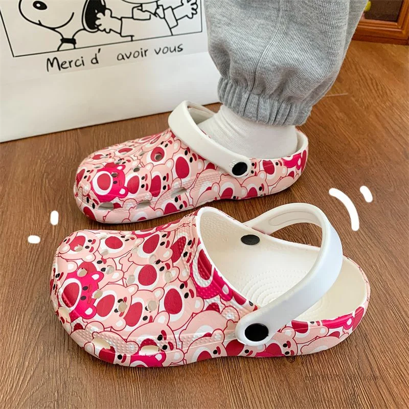 Disney Bear Lotso Slippers Cartoon Cute Flat Shoes Women Fashion Soft Four Seasons Hole Shoe Y2k Korean Trend Sandals Aesthetic