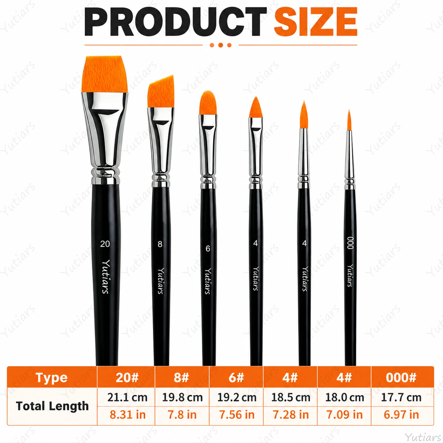6Pcs Professional Face Painting Brush Set Flat Angled Round Detail Brushes for Body Art Watercolor Acrylic Gouache Craft Art