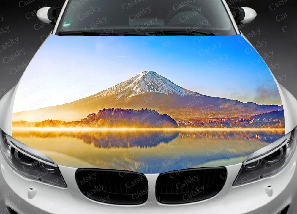 Mount Fuji Japanese Mountain Car Hood Vinyl Stickers Wrap Vinyl Film Engine Cover Decals Sticker on Car Auto Accessories