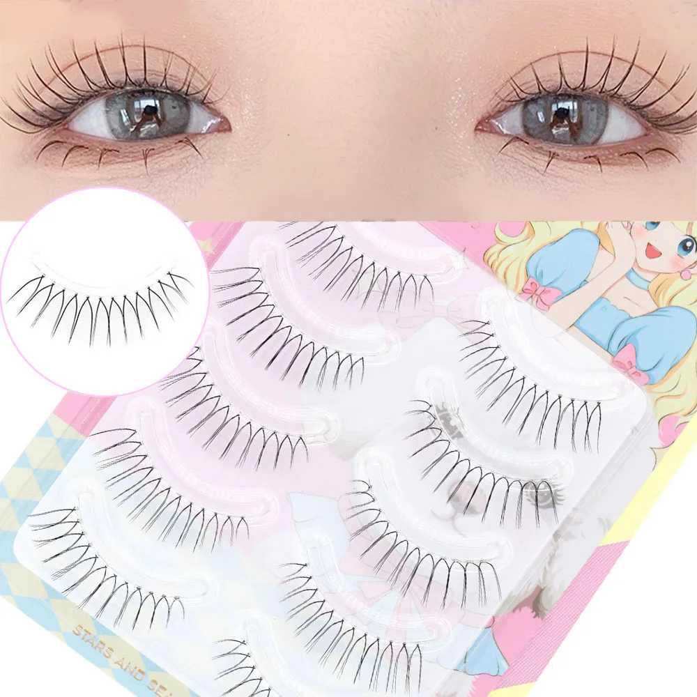 Fairy-pestañas postizas en forma de U, extensiones de pestañas reutilizables, tallos transparentes, maquillaje de ojos coreano, 5 pares, nuevo