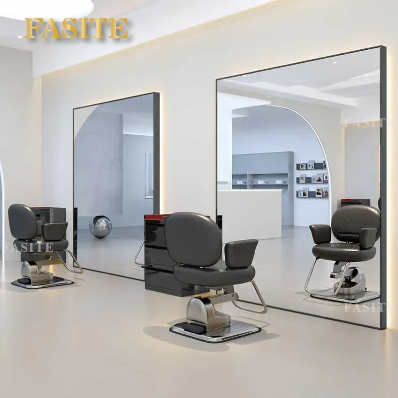 For Barber Shop Wall Mounted Mirror Large Glass Single Sided Hair Mirror Commercial Hair Cutting Perm Dyeing Furniture