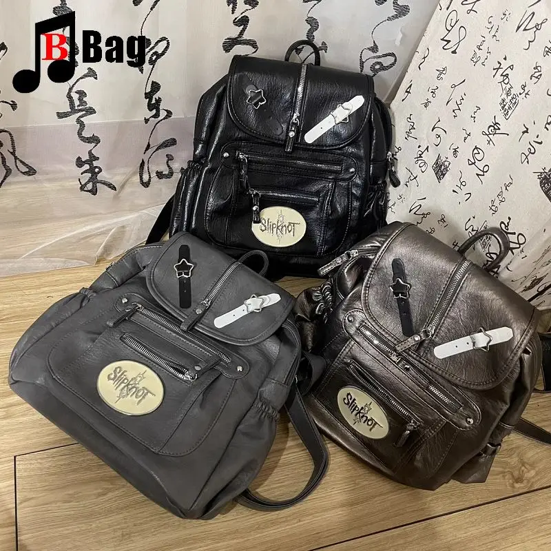 Sacs à main gothiques punk pour femmes et filles, fourre-tout en cuir, sac à dos lavé, Feng Shui britannique, Harajuku rétro, initié à la moto, Y2K