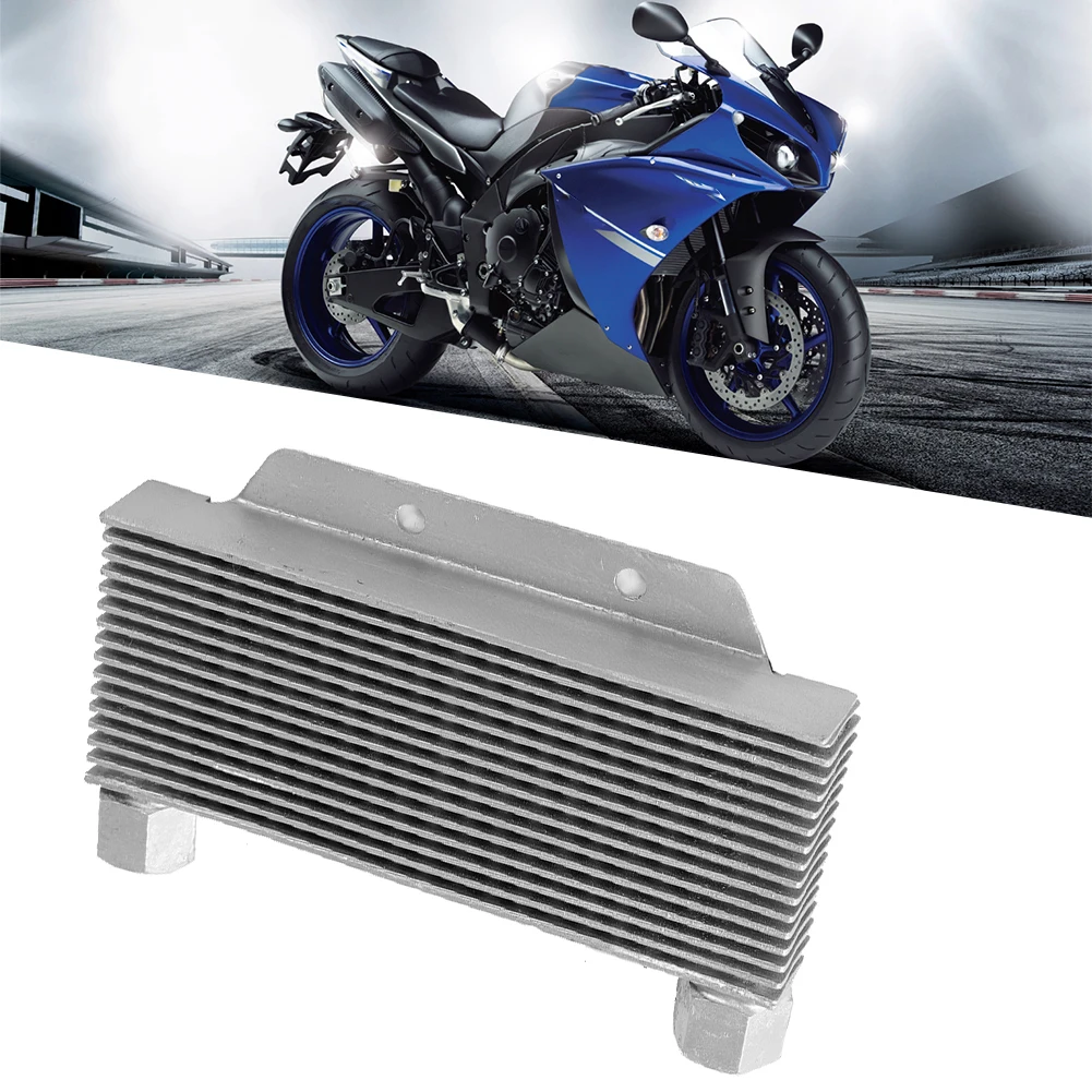 Motorcycle Modification Accessory Oil Cooler Silver Aluminum Alloy Engine Oil Cooler Radiator 15 Rows Universal Motorcycle Parts