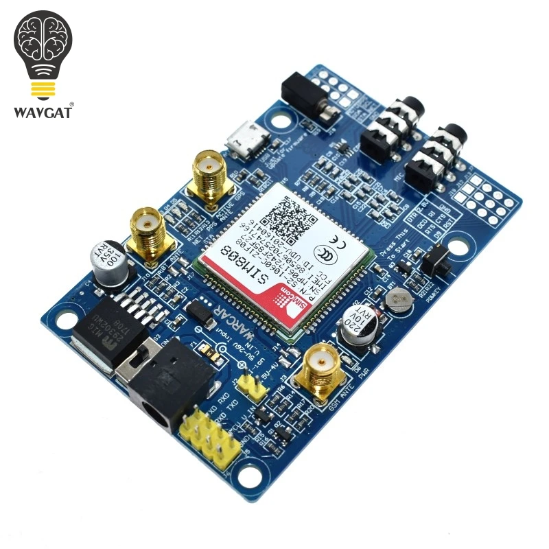 Imagem -05 - Placa de Desenvolvimento de Módulo Sim808 Gsm Gprs Antena Gps Ipx Sma Suporte Raspberry pi 2g 3g 4g Cartão Sim