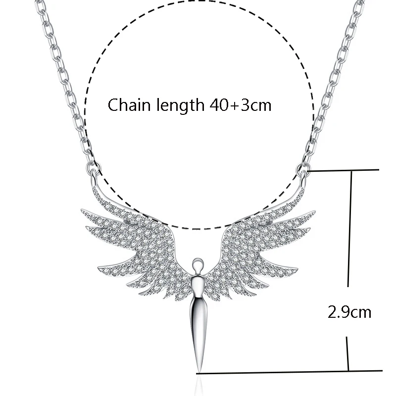 Multiple Color New Fashion Angel Wings Rhinestone Pendants Necklace Spiritual Designer Charms Chain Jewelry Wholesale