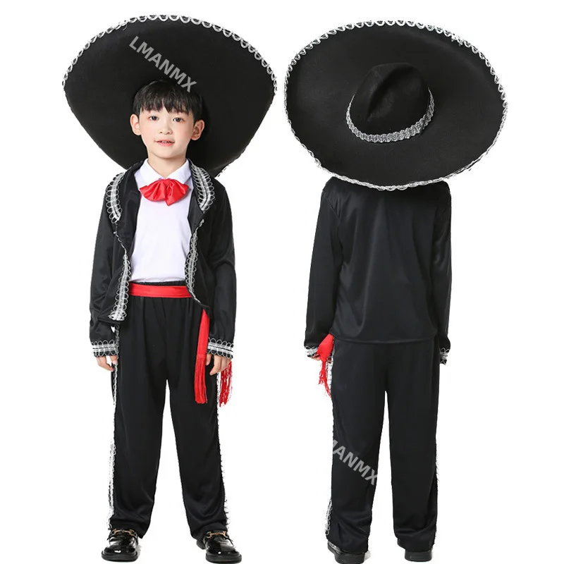 Black International Children's Day Mexican National Traditional Costume Adult Children COS Masquerade Dance Performance Clothes