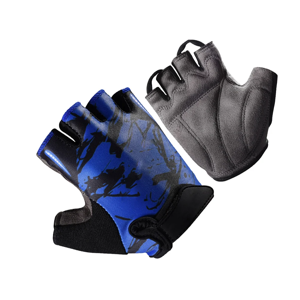 قفازات الطوطم الزرقاء L نصف اصبع مقاومة للصدمات وغير قابلة للانزلاق قابلة للتنفس لركوب الدراجات والتسلق وصيد الأسماك وركوب الخيل واللياقة البدنية