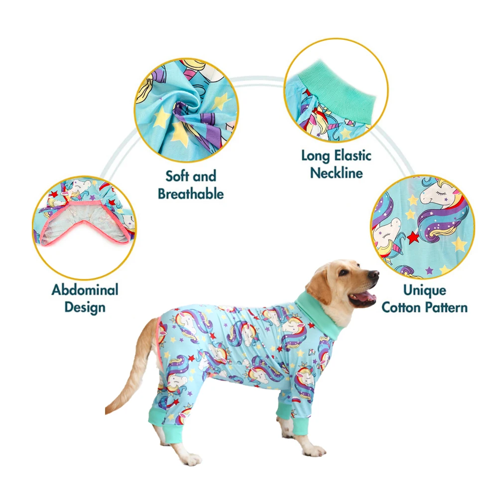 2024 New Dog Jumpsuit Prevent Shedding Hair Dog Onesie Surgery Recovery Suit Cute Unicorn Print Dog Clothes For Home And Outside