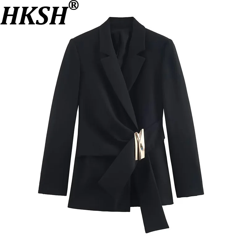

HKSH весенне-осенний новый женский пиджак с одной пуговицей на талии, облегающий элегантный модный элитный офисный женский пиджак HK15498