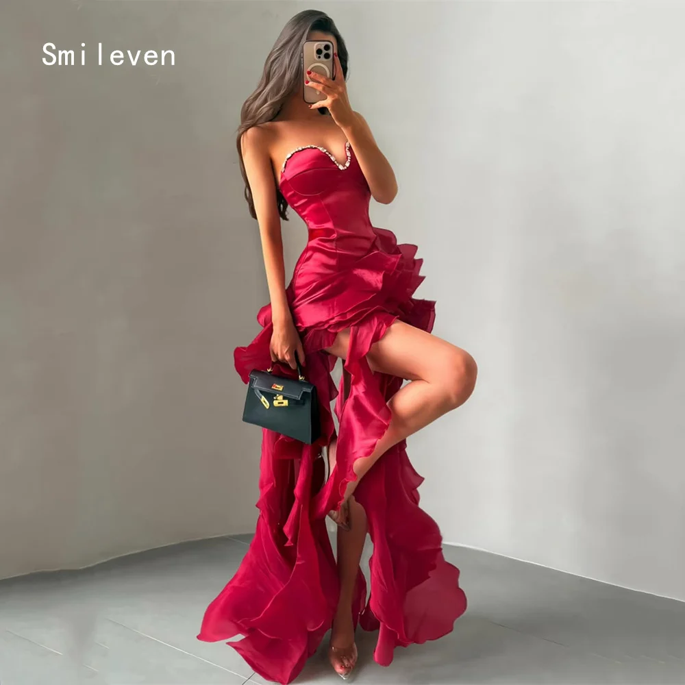 

Smileven Luxury Mermaid Prom Dress Sexy Tiered Elegant Gowns for Gala Party Red Sweetheart Evening Dress Customized 2026