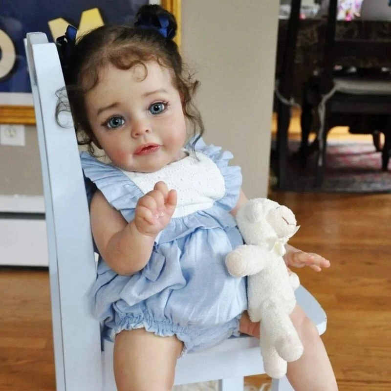 Reborns Doll Simulation Baby Toy Reborns Doll Jumpsuit Vinyl Kid Dress Girl Doll 15UB
