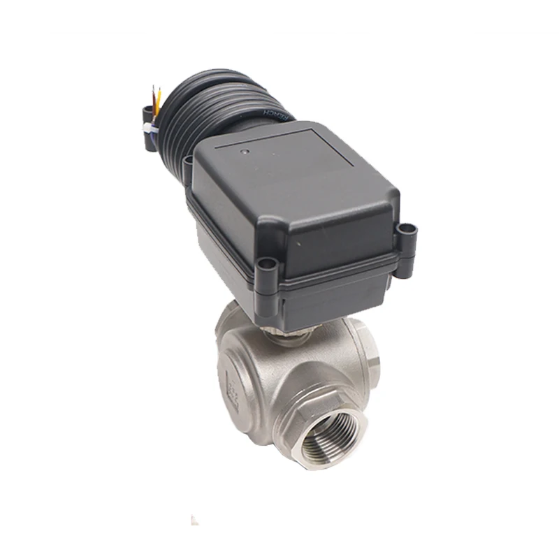 3s Electric Control 3-Way Stainless Steel Ball Valve Motorized Actuator SS 304/316 24VDC/AC On/off Type Electric Valves