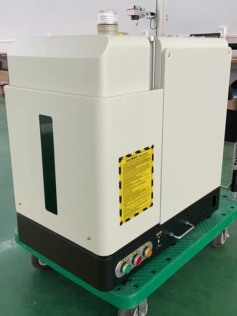 Enclosed Fiber Laser Engraver Engraving Nameplate Marking Machine 20W 30W 50W 60W Raycus JPT EM7 With Rotation Axis Rolling