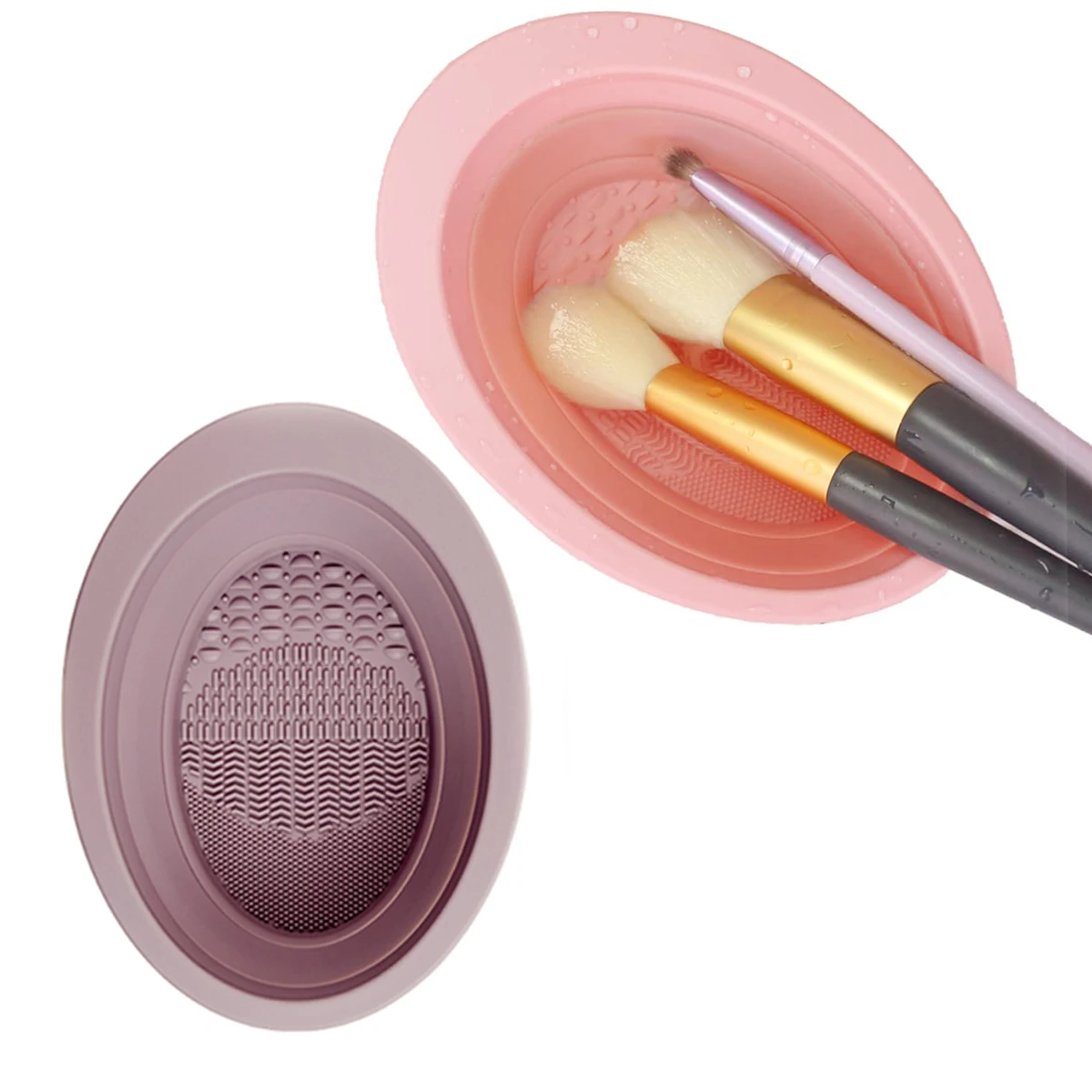 Escova de maquiagem puff tigela de limpeza sílica gel dobrável portátil beleza ovo ferramenta de limpeza para mulher