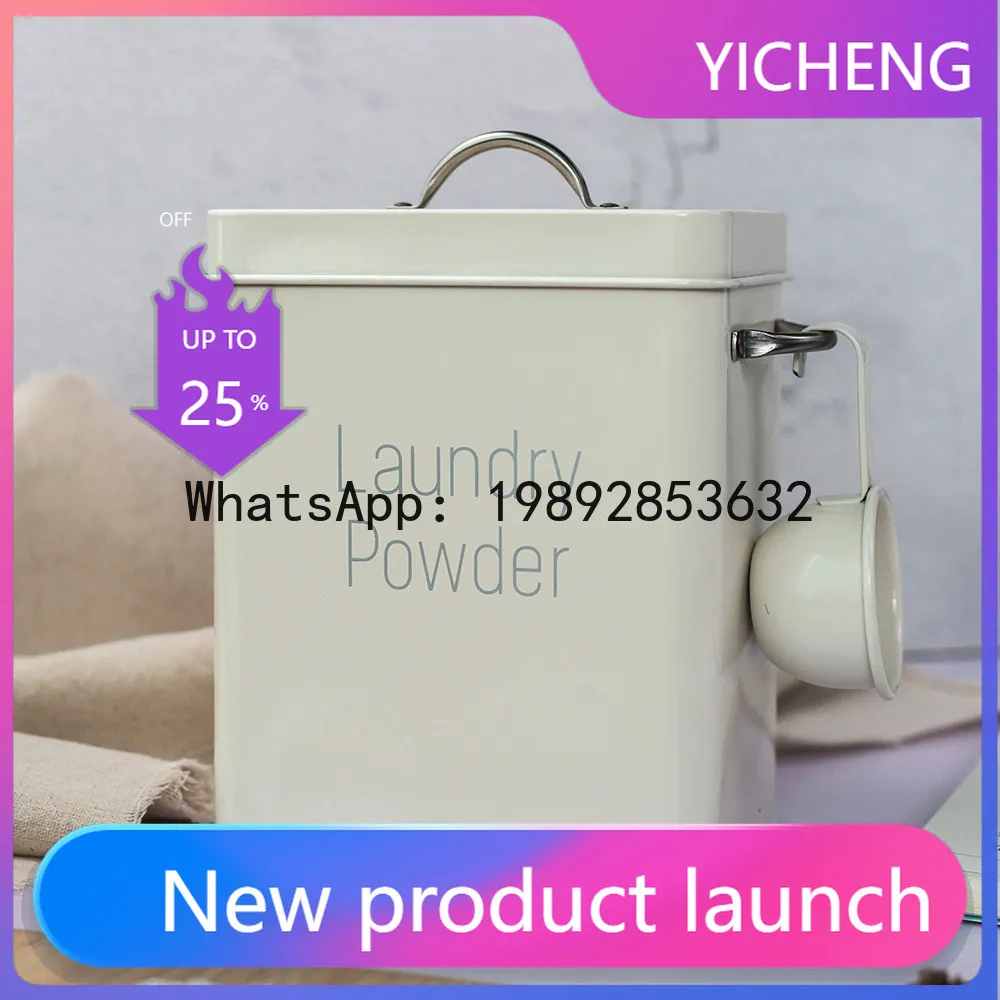 

Белое прямоугольное маленькое ведро для риса, ведро для стирального порошка, 1,5 кг, влагонепроницаемое и антикоррозийное, с ложкой.