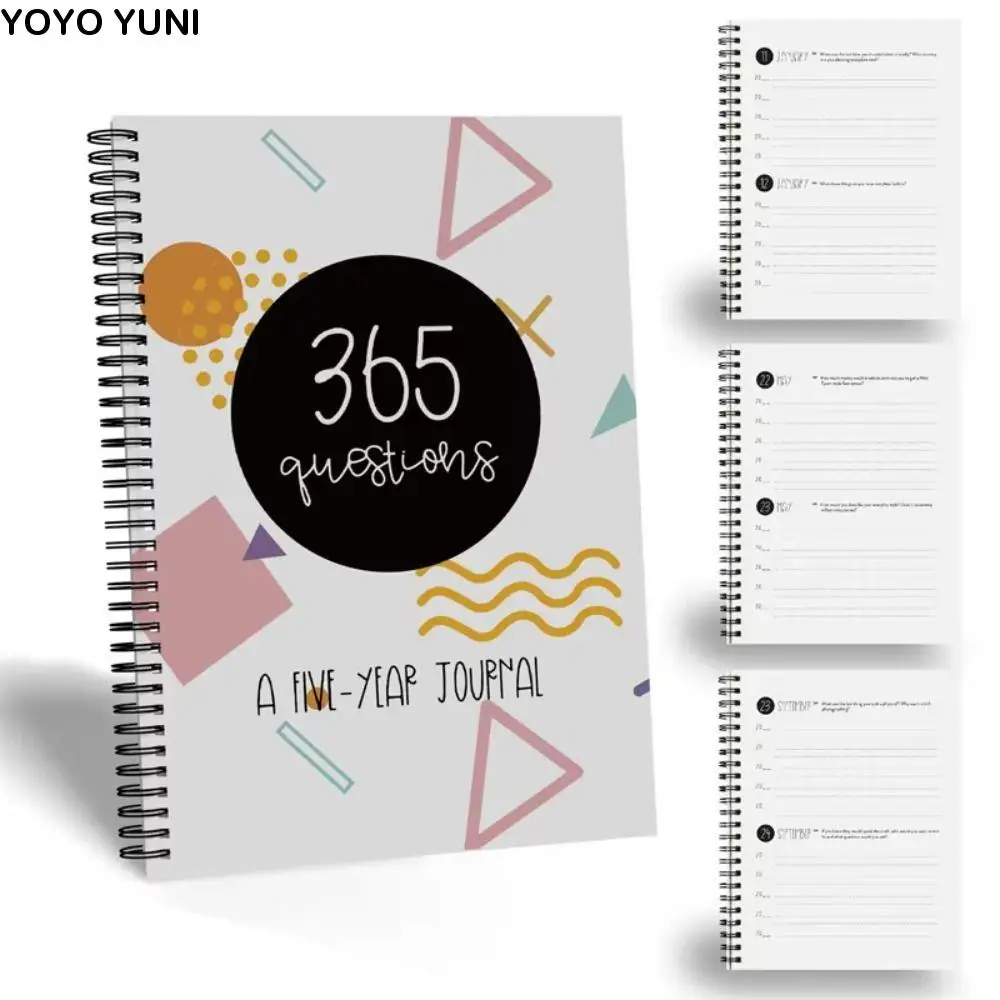 365 Questions Five-Year Daily Notebook Self-Discovery ADHD Helper Schedules Notebooks A5 Mindfulness Daily Planner Notepad