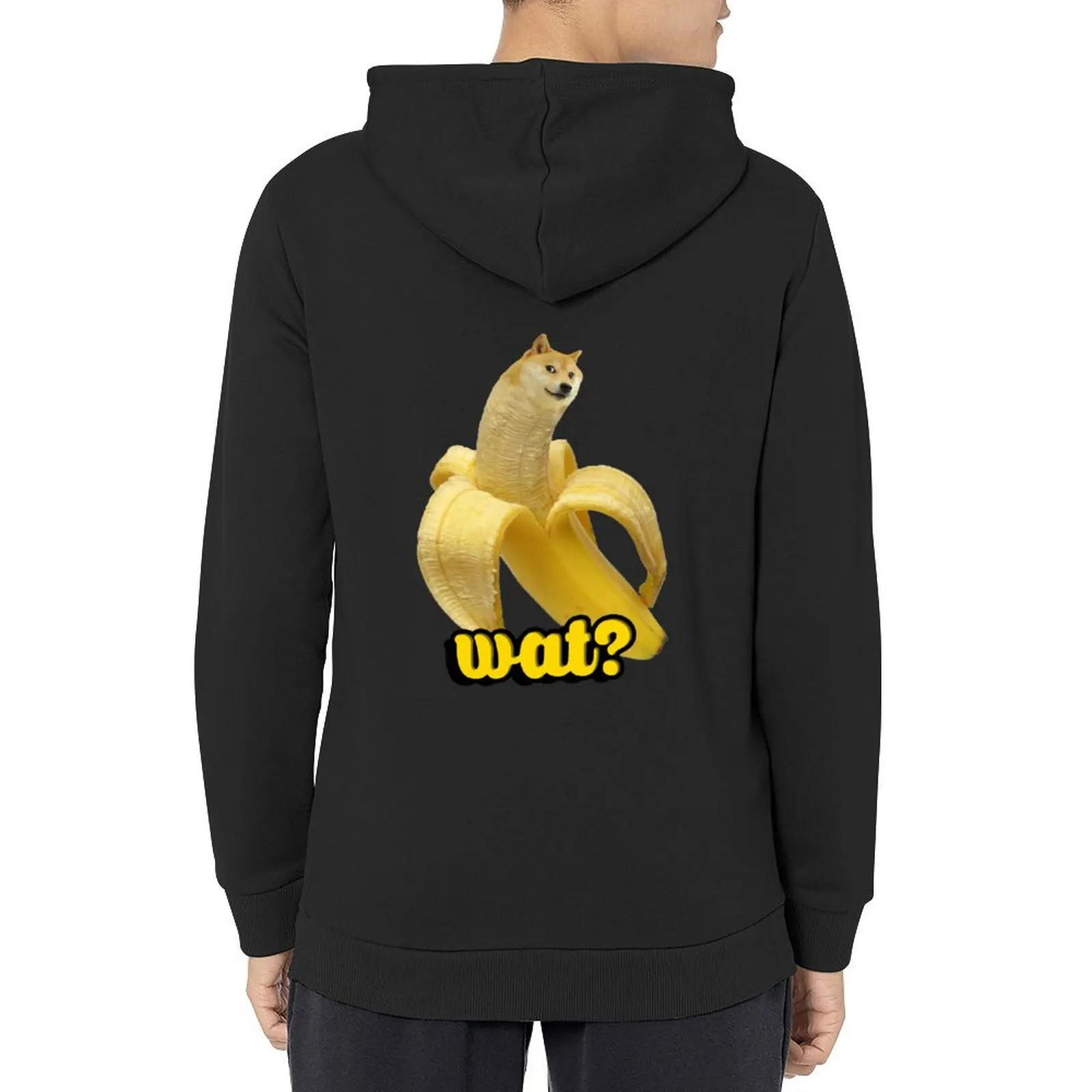 

Doge banana dog shibe shiba inus wat Hoodie men's clothing hooded shirt mens clothes men clothes graphic hoodies