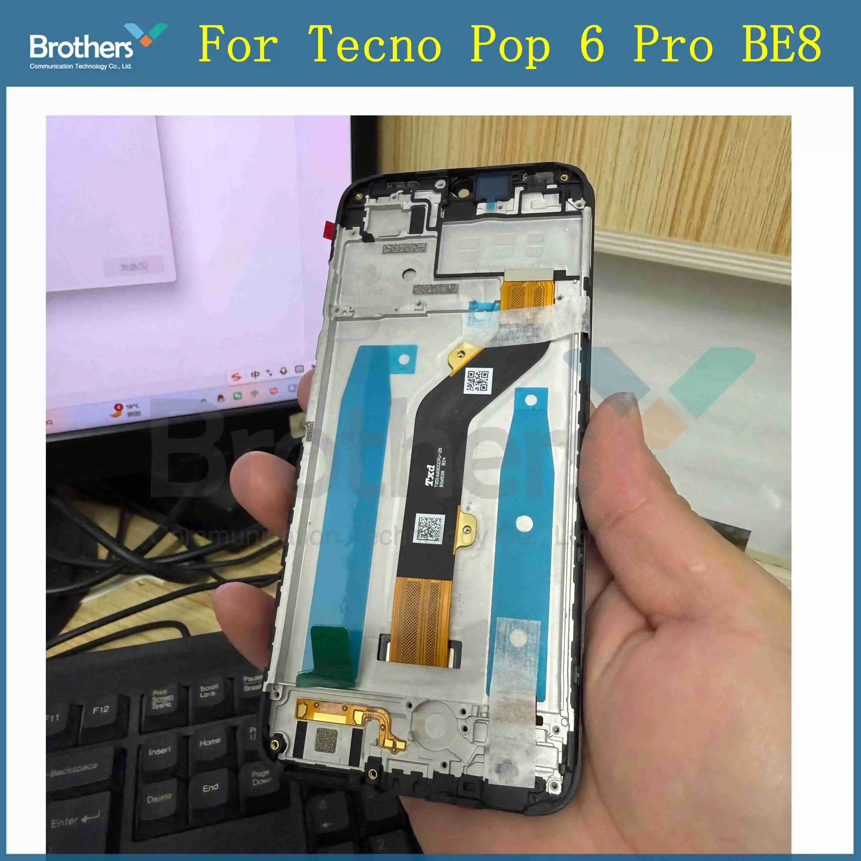 New 6.56" IPS For Tecno Pop 6 Pro BE8 LCD Display Touch Panel Screen Digitizer With Frame Assembly