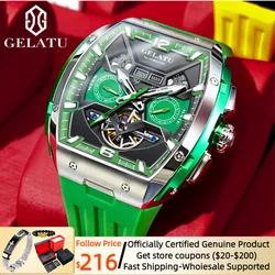 Orologio da uomo meccanico automatico GELATU zaffiro cristallo 50M scheletro impermeabile orologio da polso da uomo sportivo di tendenza autoavvolgente nuovo