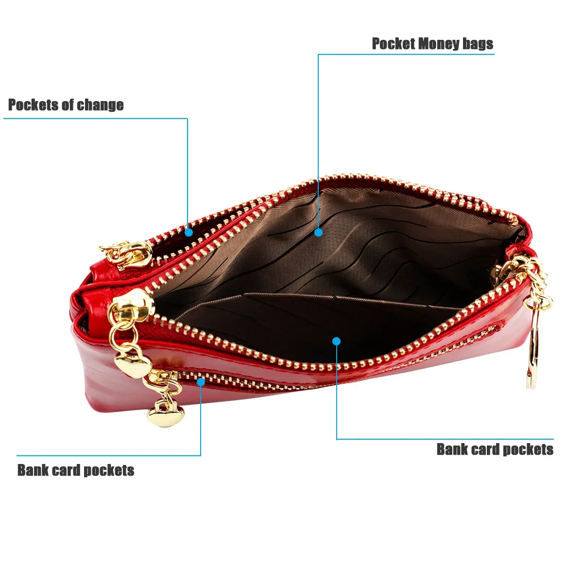 Women Real Leather Small Wallet Lady Leather Mini Change Bag Short Wallet Femal Coin Purse Girls Card Holder Key Chain Handbag