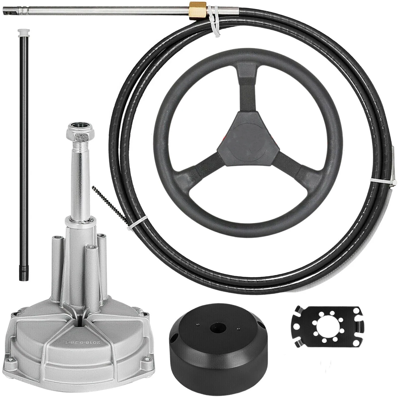 Marine Outboard General Mechanical Turbine Steering System Kit with Steering Wheel + Steering Cable + Baffle