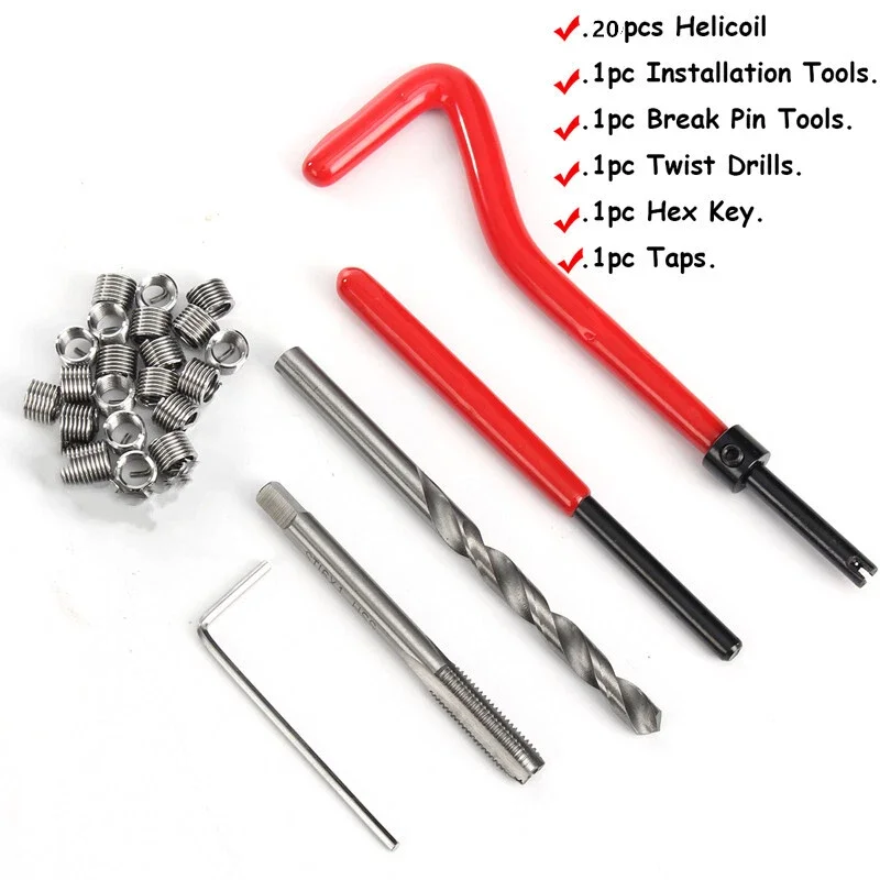 

Thread Repair Insert Kit Helicoil Car Pro Coil Tool M6x1.0x8.0MM