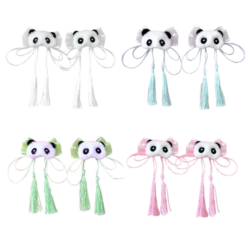 Y2K Ancient Tassels Panda Hair Clip Girl Hair Decor Vintage Chinese Costume Hairpin Headdress Hair Accessories