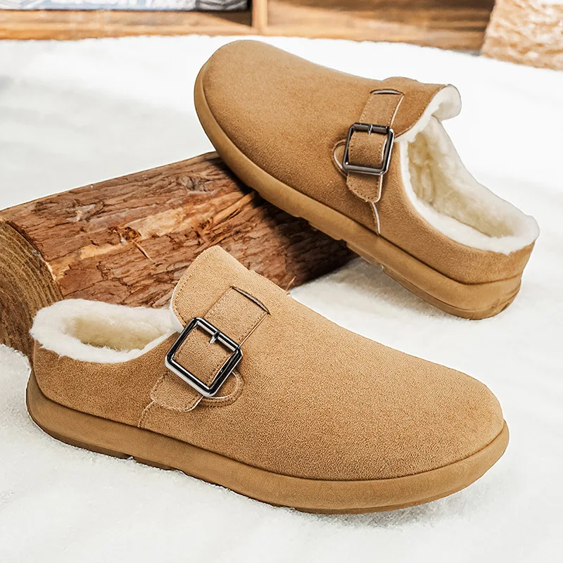 

2026 New Mens Winter Snow Boots Warm Fleece Lined Casual Outdoor Low Top Cotton Shoes