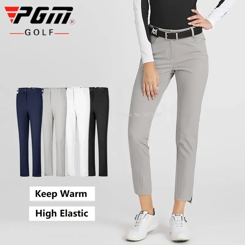 PGM Women's Golf Pants Windproof Warm Sports Pants Autumn Winter Ladies Split Slim Trousers Ankle Length Casual Sweatpants XS-XL